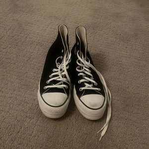 Black platform high top converse